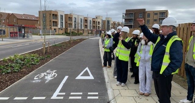 Students on Bellway tour 