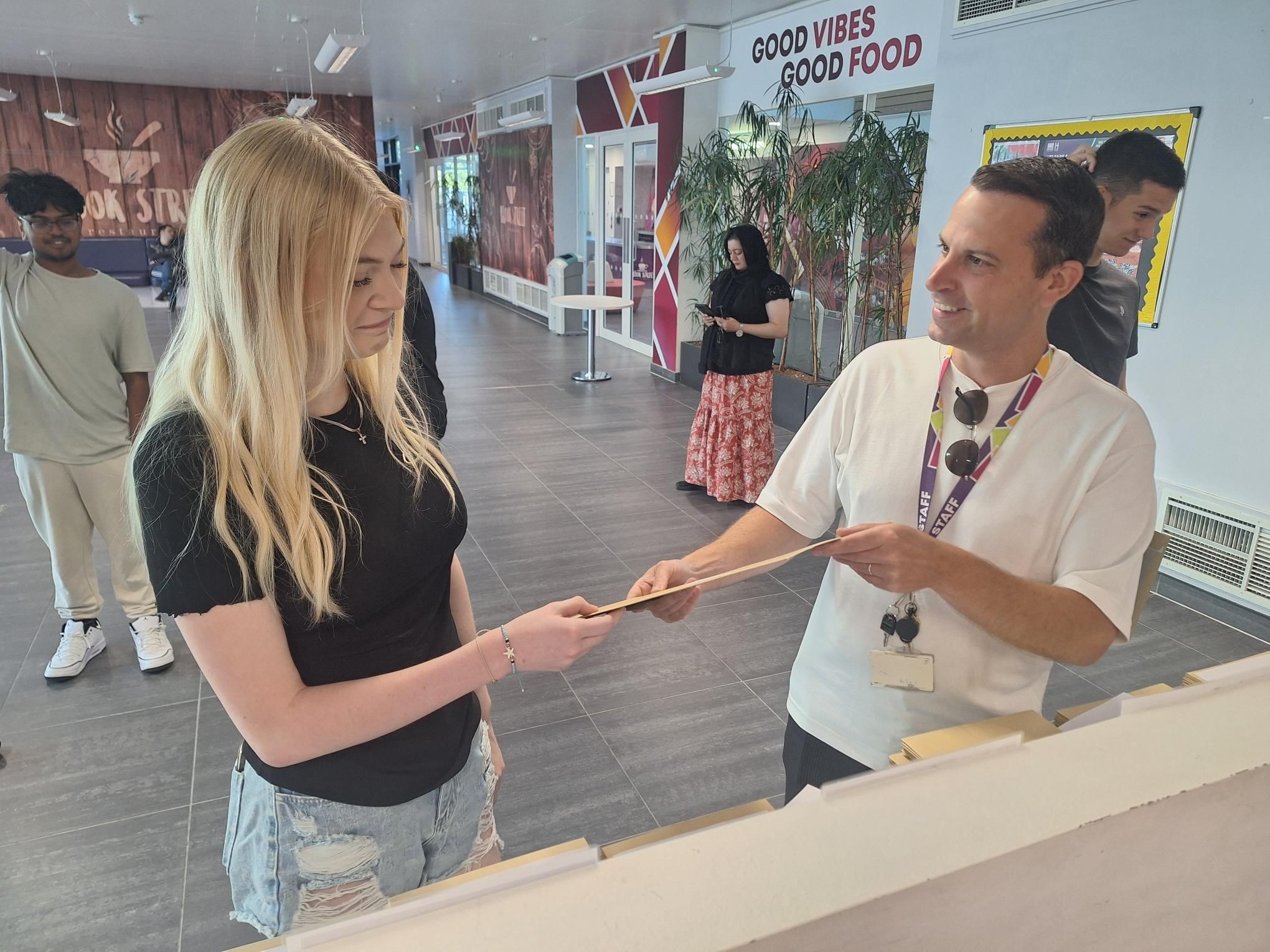 Students receiving results